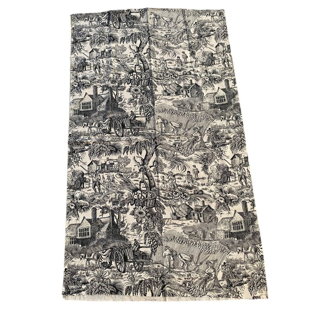 Vintage Black & White Toile Cotton Fabric 35x44 French‎ Country Quilt Crafts